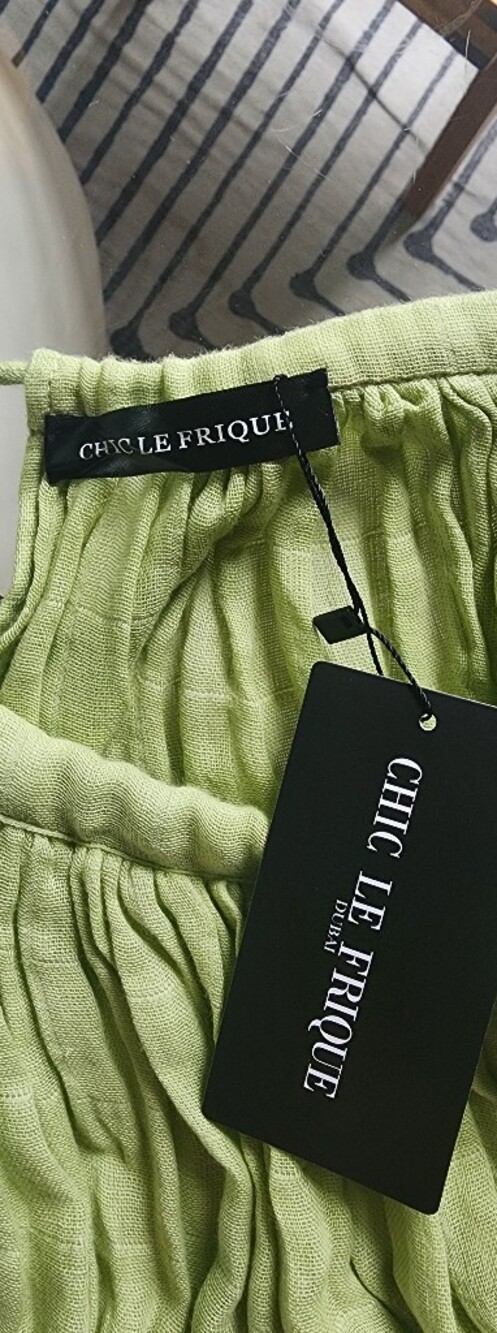 Chic Le Frique Fionza Goddess Sage Green Maxi Skirt Set with High Slit M/L - Picture 10 of 10